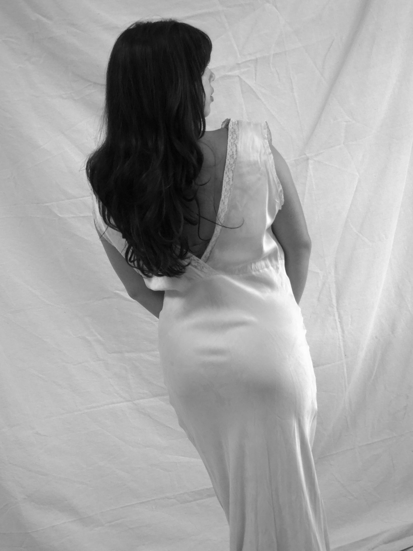1930s Pale Pink & Lace Bias Cut Slip Dress