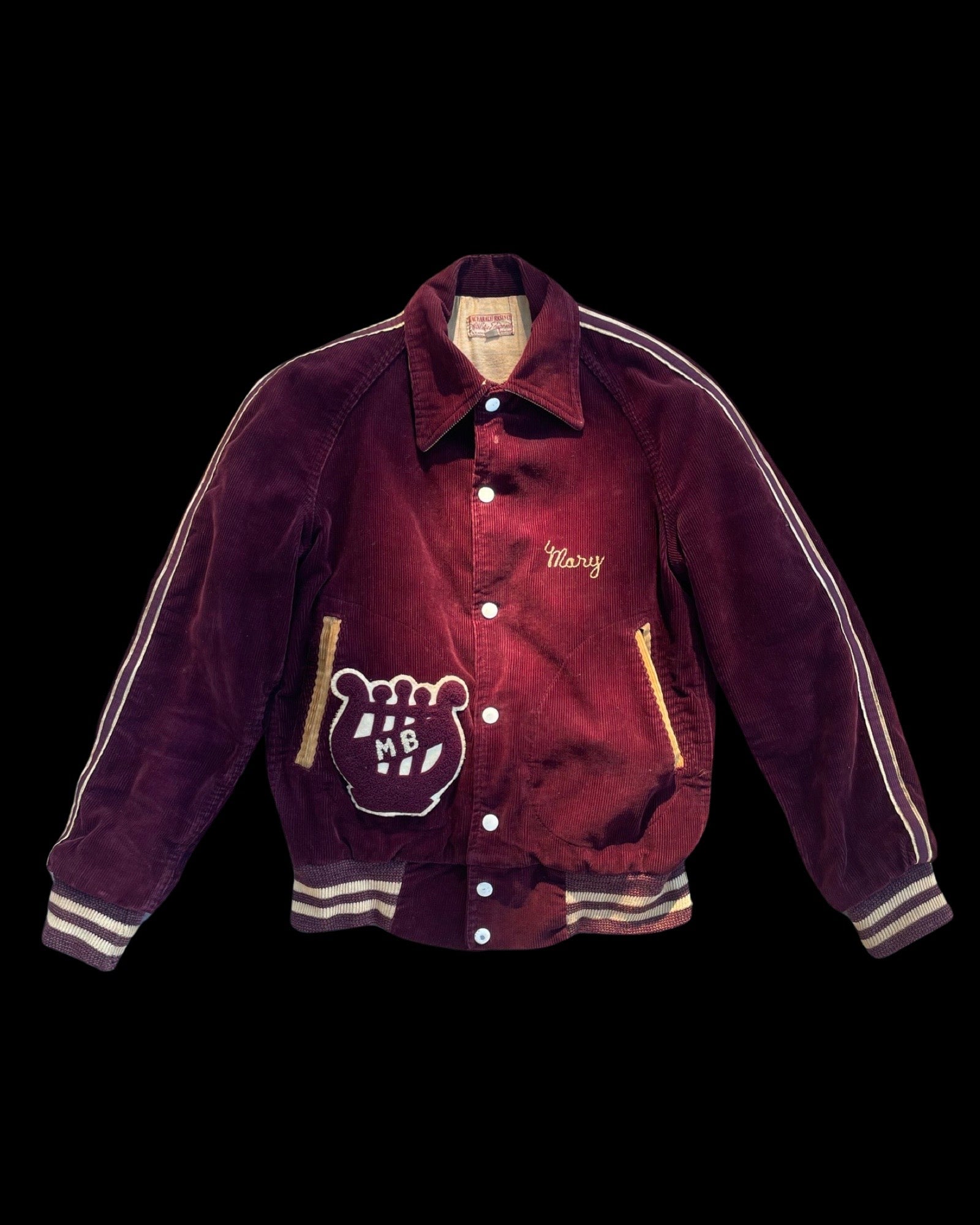 1930s 'Mary' Margaret Brent High School Corduroy Varsity Sportswear Jacket