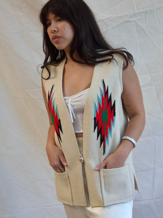Vintage 'Millers' 1950s/60s Cream Chimayo Wool Vest