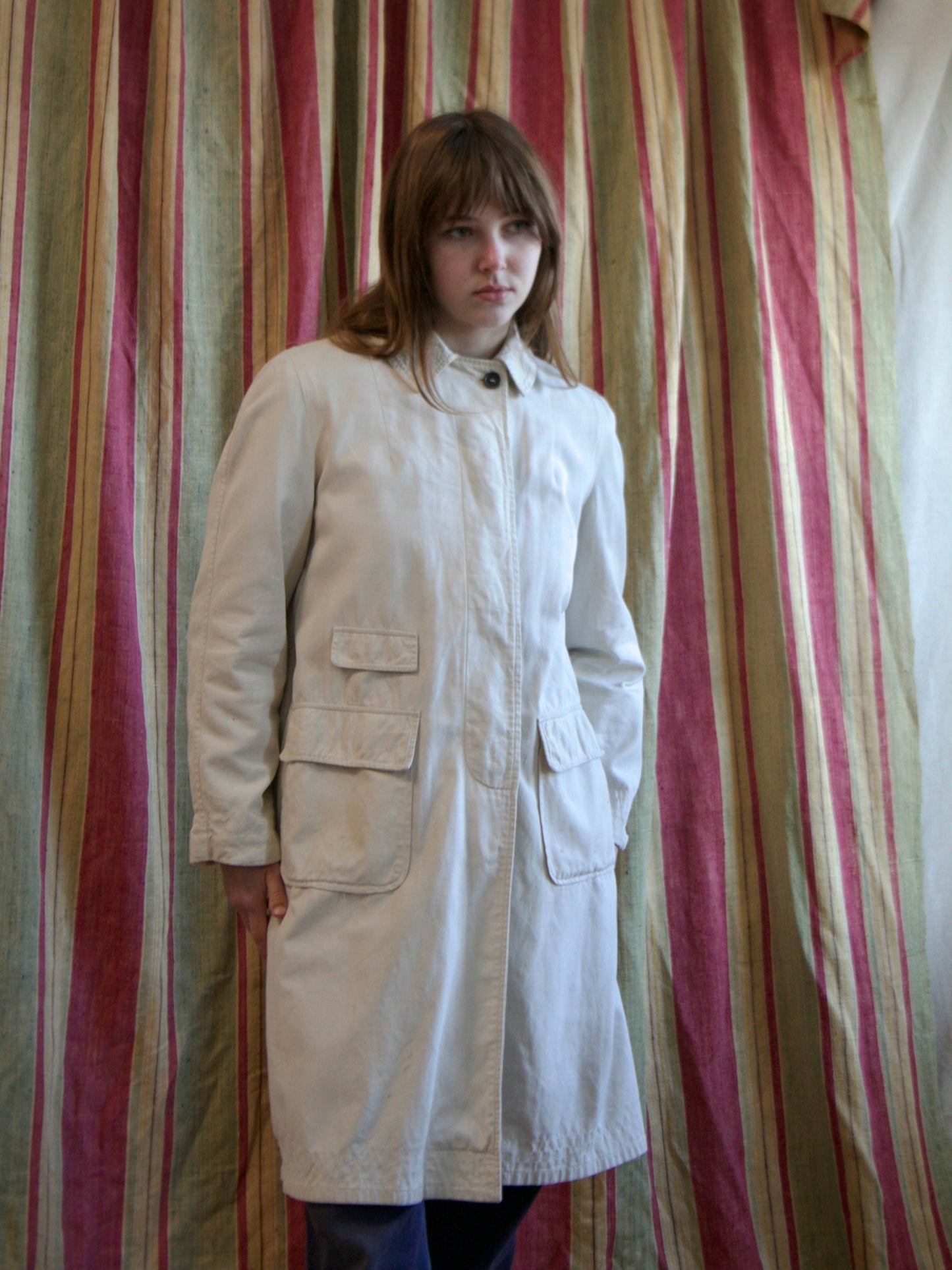 1940s Cream Cotton Trench Coat
