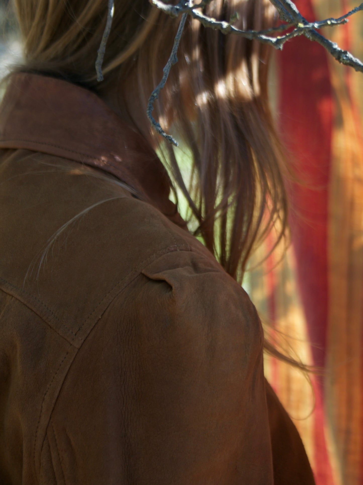 Rare 1940s Suede Puff Sleeve Back Cinch Jacket