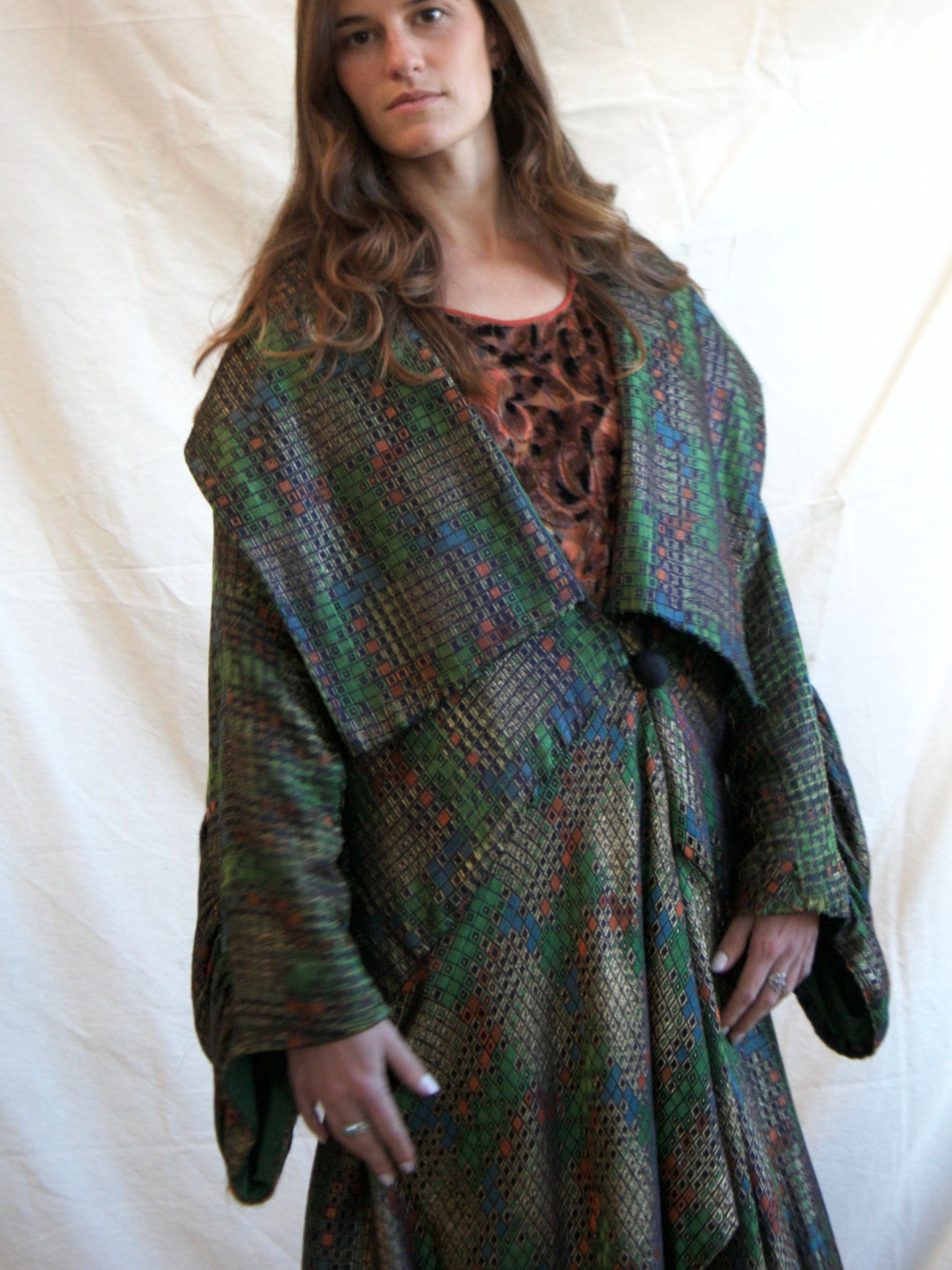 Antique 1920s Geometric Lamé Cocoon Evening Coat