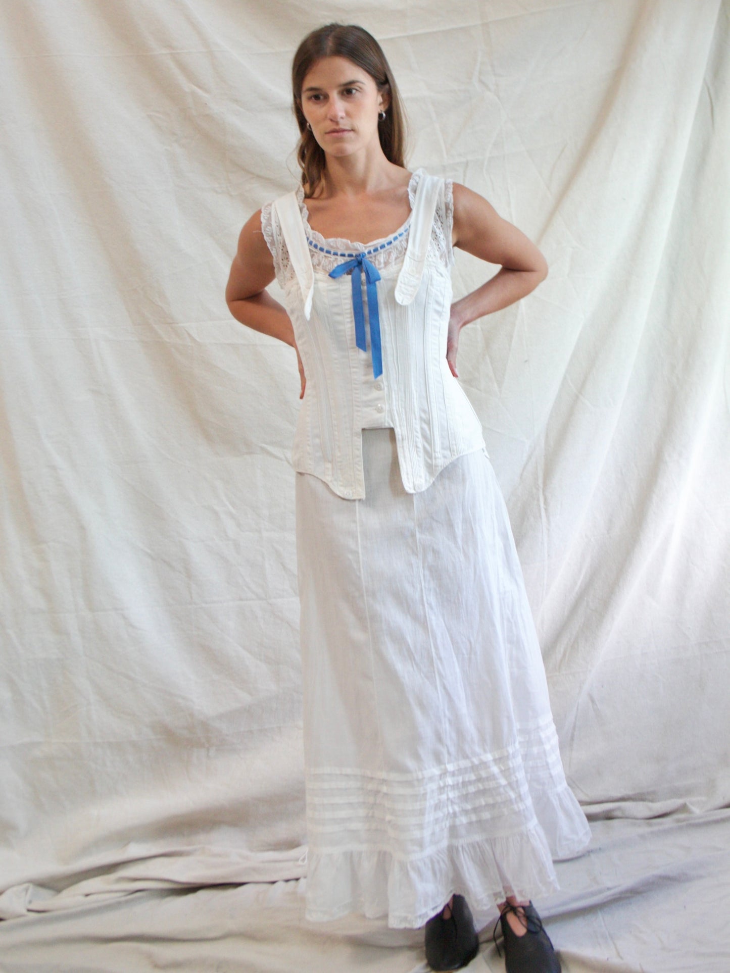 Antique Turn Of The Century Cotton Twill "Health" Corset Waist