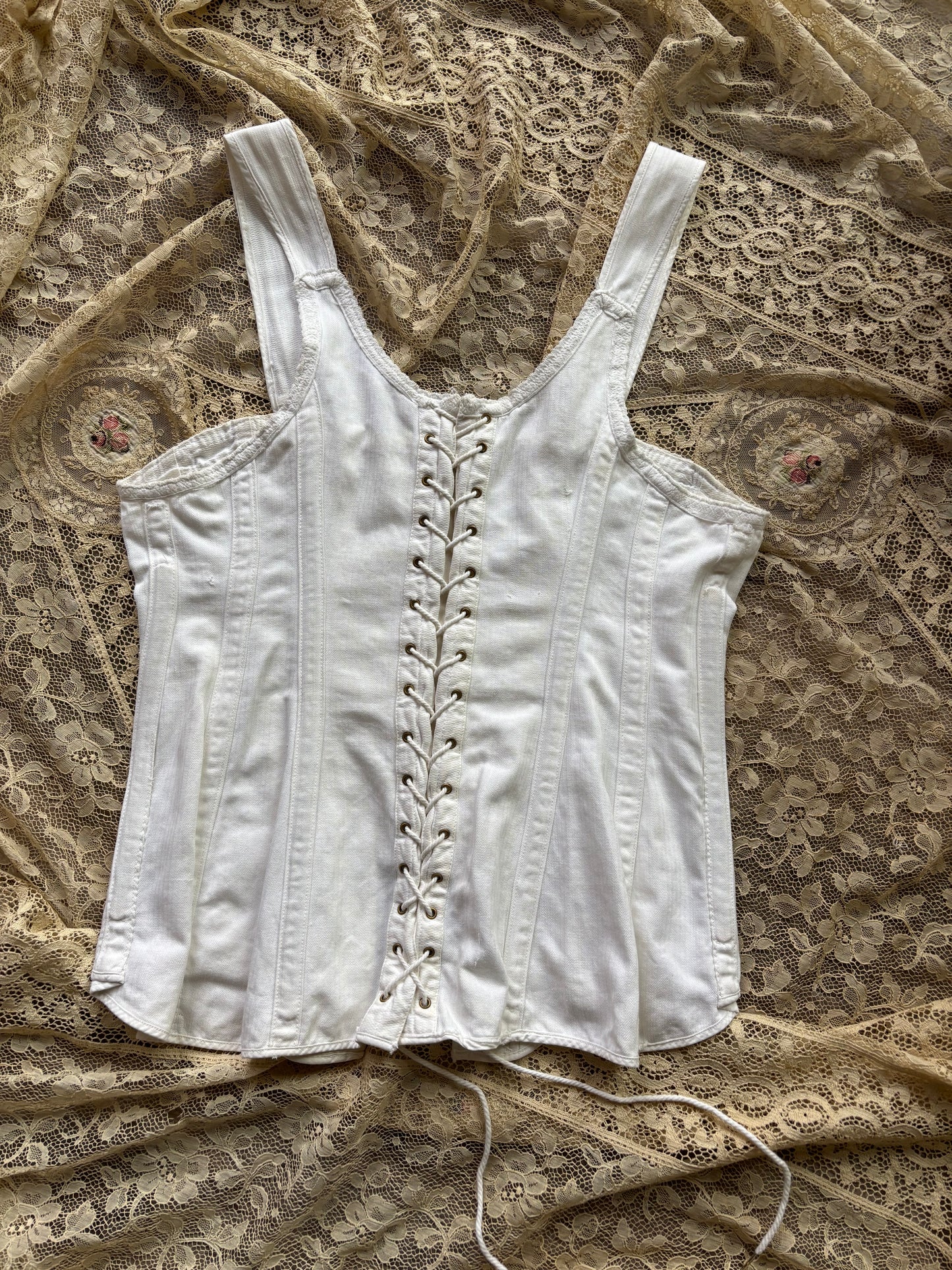 Antique Turn Of The Century Cotton Twill "Health" Corset Waist