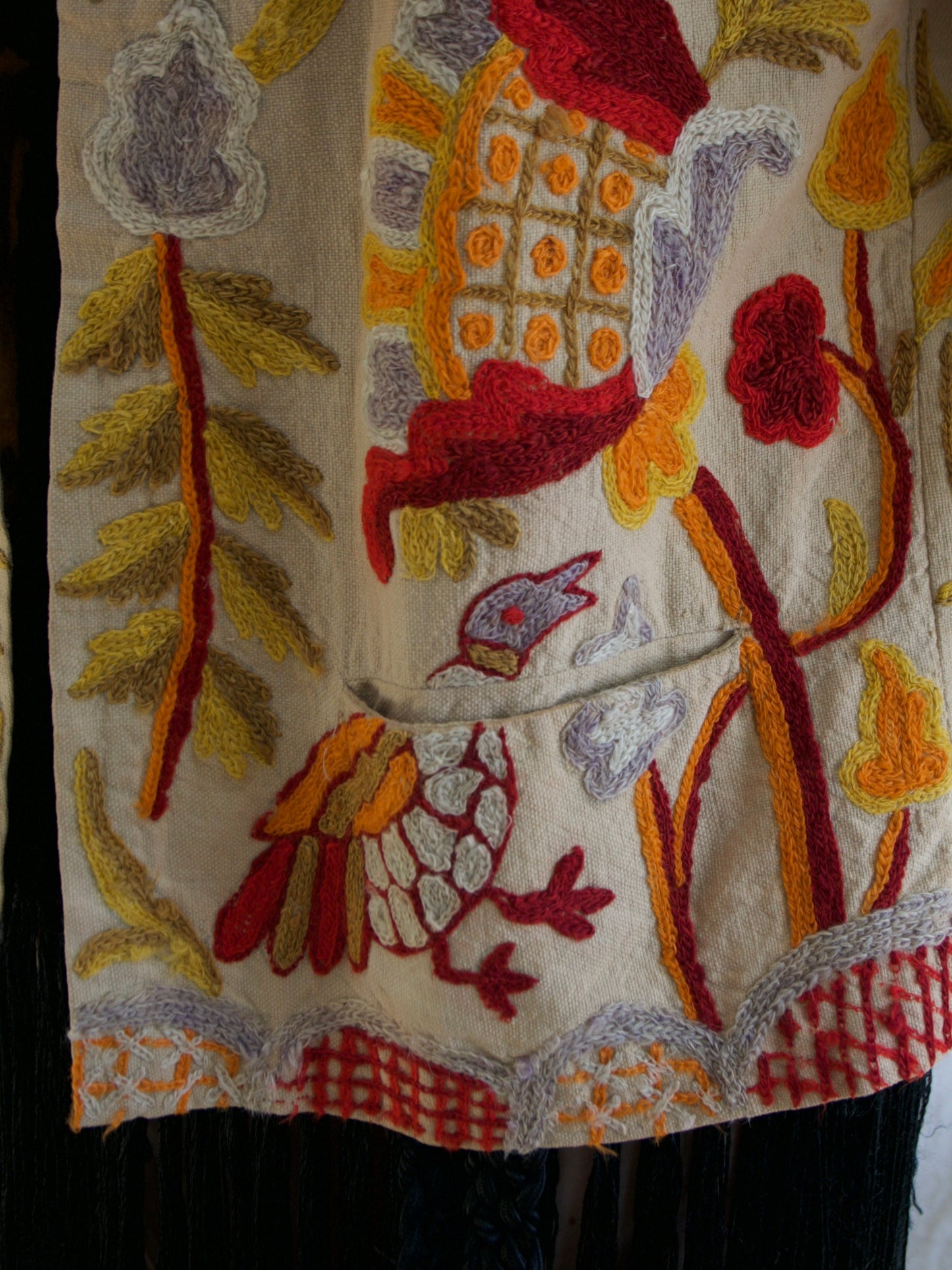 Antique 1920s/1930s Crewelwork Linen Jacket  Handmade in India