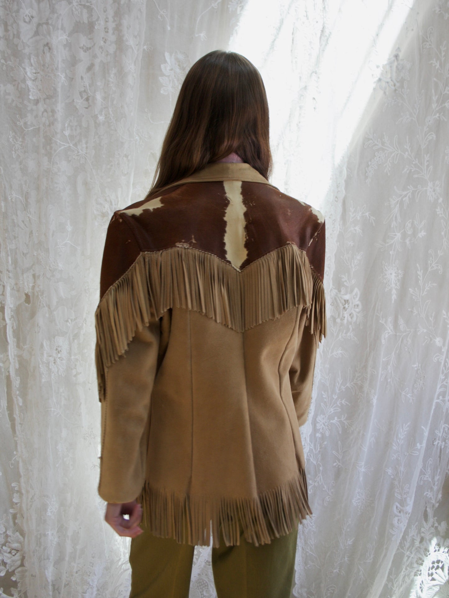 1950s Pony Hair Suede Fringe Western Jacket