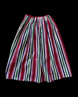 Antique Colorful Striped Wool Flannel Skirt