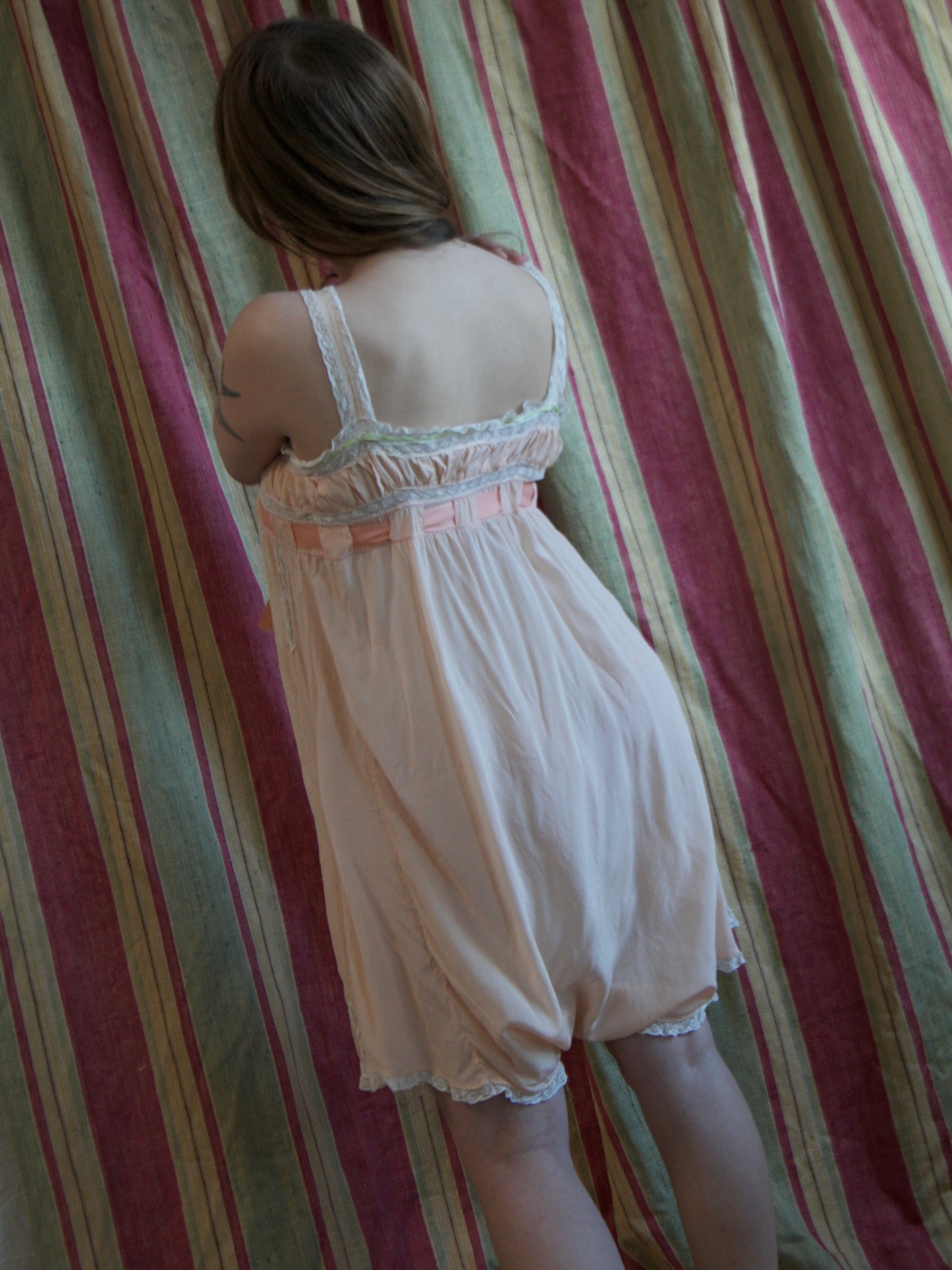 1920s Silk Crepe Insertion Lace Woven Ribbon Step In