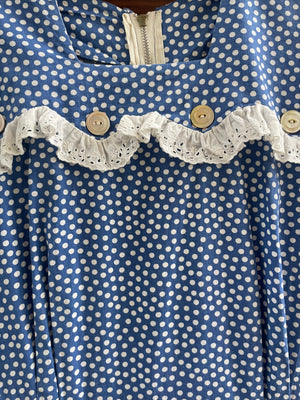 1940s Polka Dot & MOP Pocket Cotton Day Dress