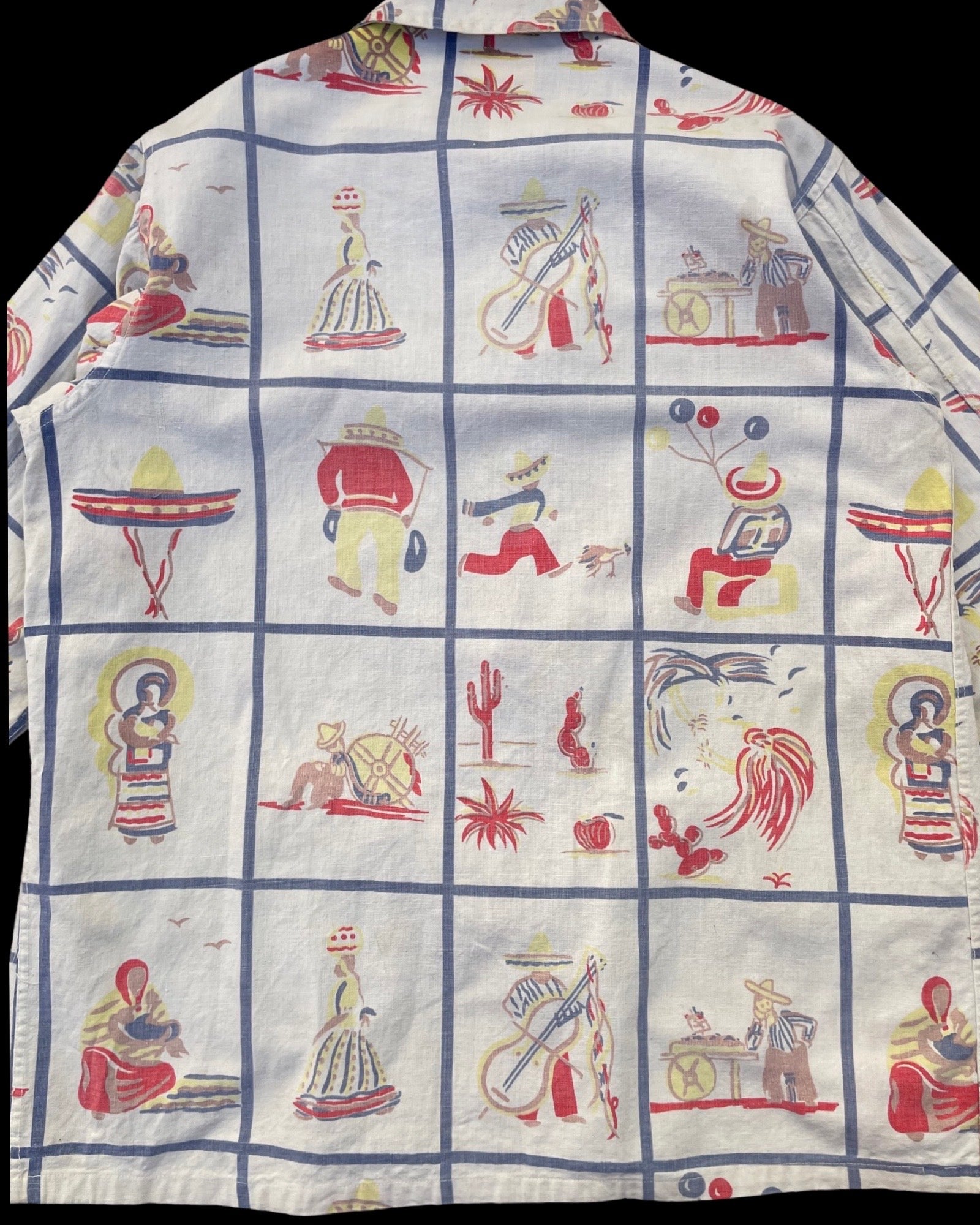 1940s Mexicana Novelty Print Chore Coat