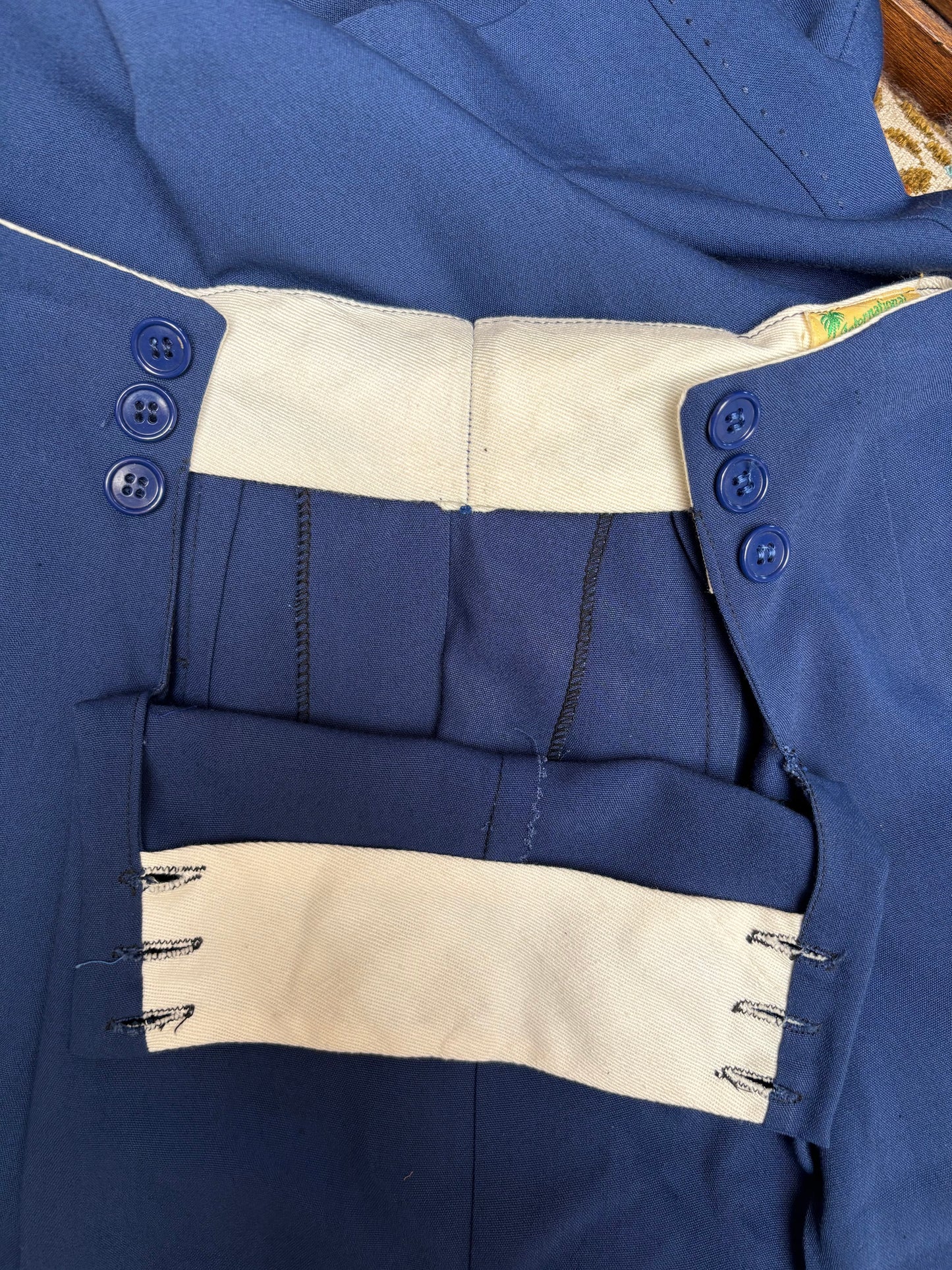 1940s NOS Fall Front Indigo Pleat Front Trousers