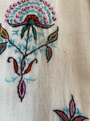1930s Kashmiri Embroidered Cream Wool Jacket