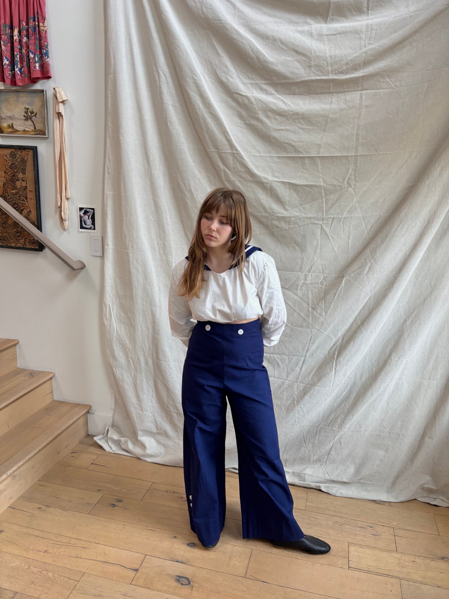Special 1940s 2PC Sportswear Sailor Pant and Blouse Set