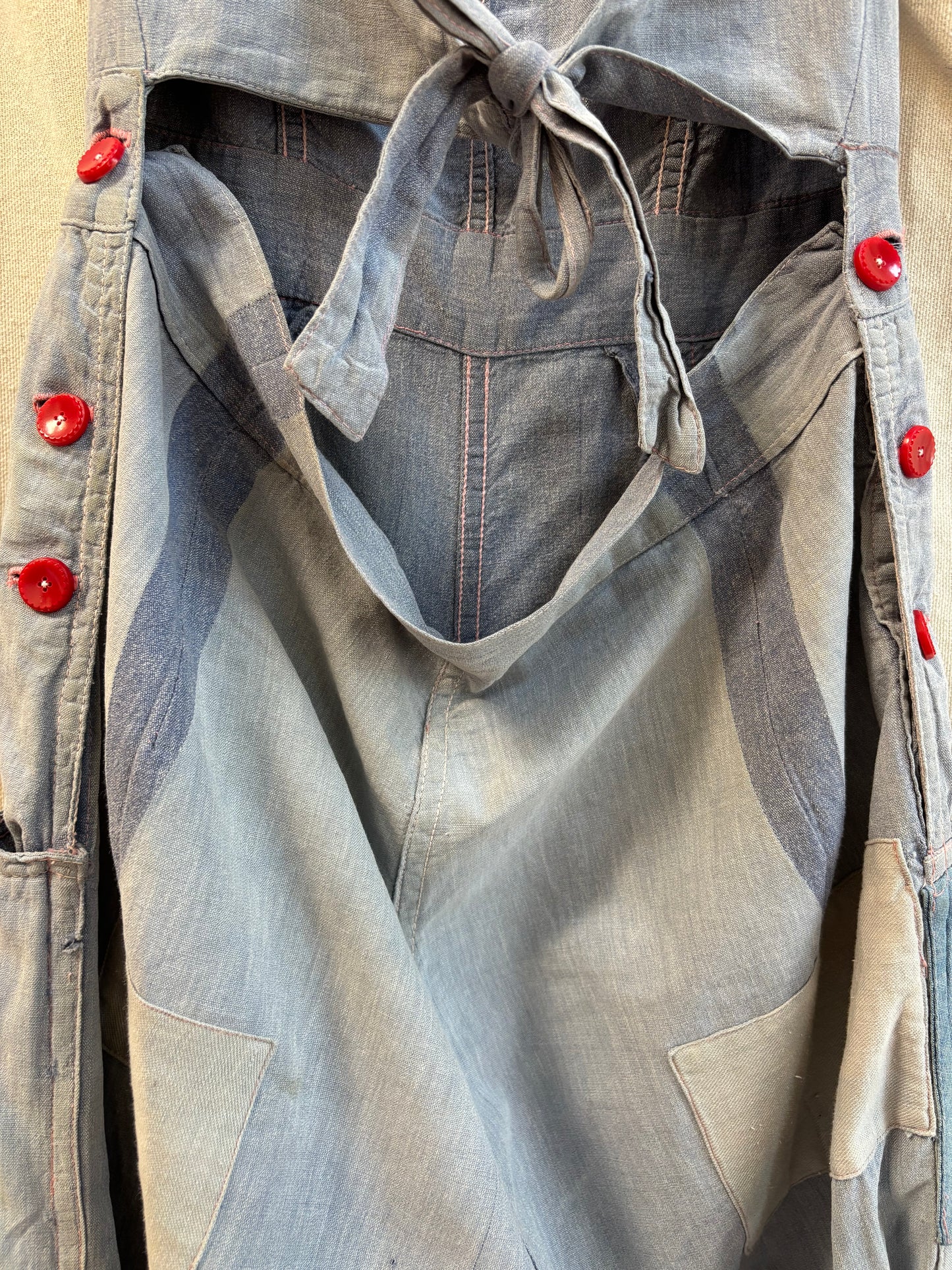 Special 1930s 'Trailer-alls' Chambray Halter Sportswear Double Side Button Overalls