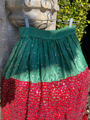 1930s Hand Made Floral Embellished Densely Sequined Skirt