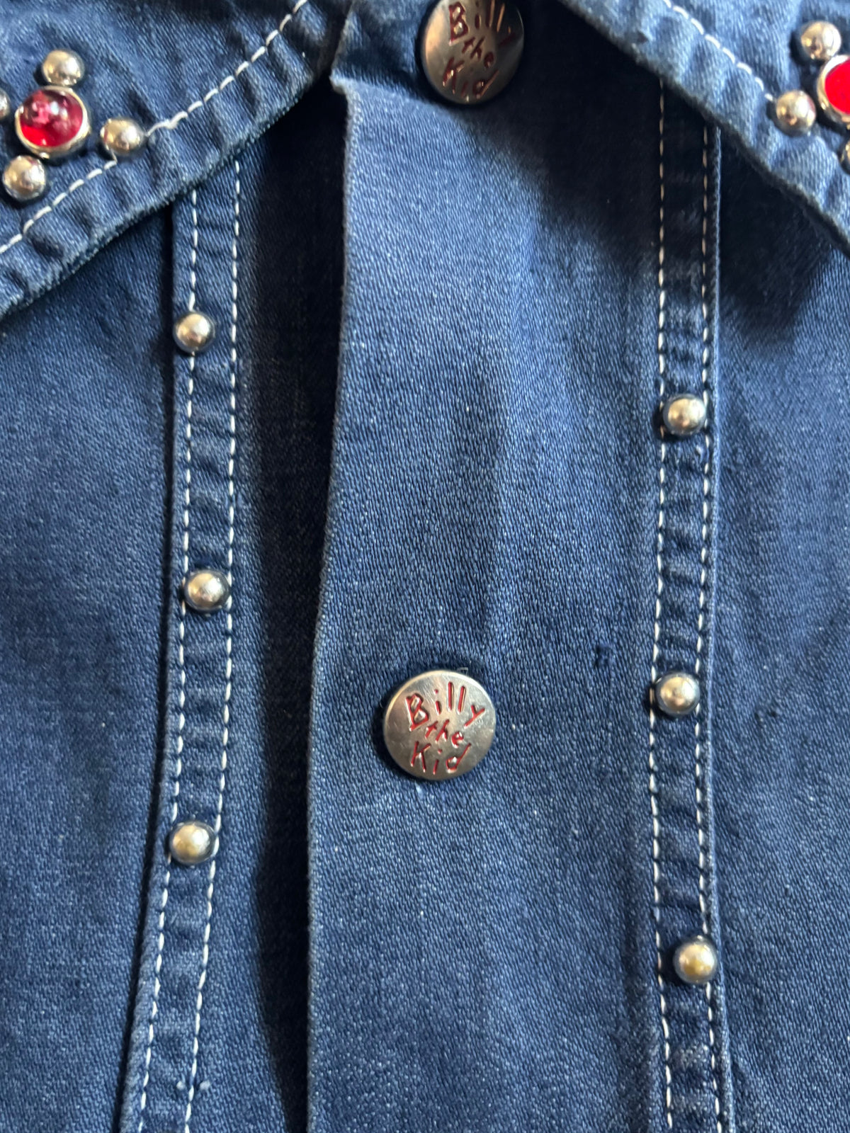 1950s Dark Wash Selvedge Studded/ Jeweled Western Denim Jacket