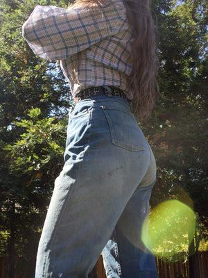 1950s Penny's Foremost 'Levis 701 Style' Mended High Wast Ladies Selvedge Denim