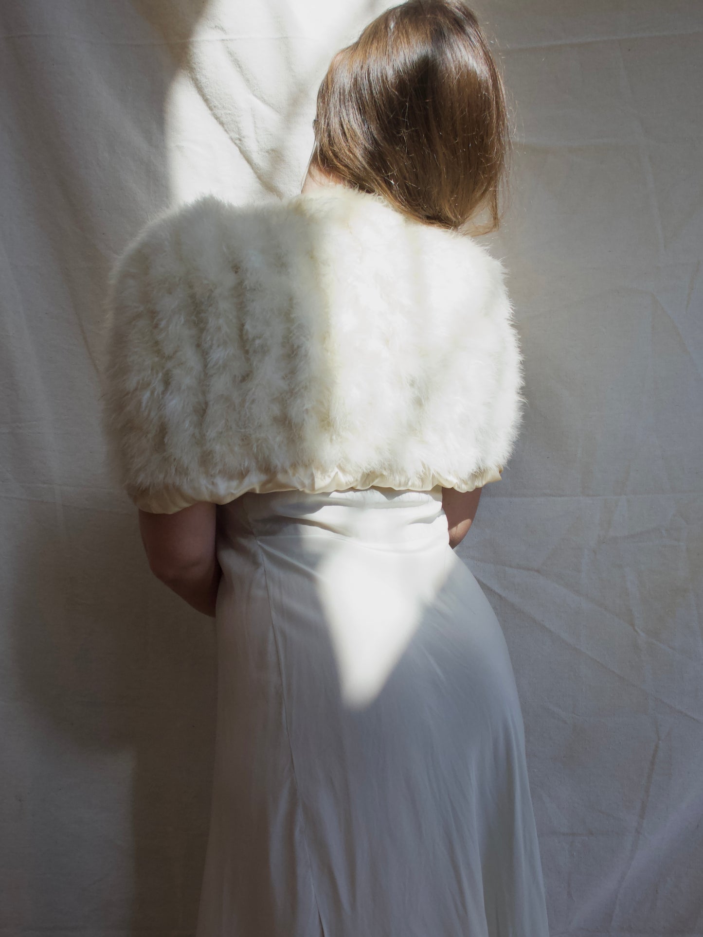 1930s Ivory Marabou Feather Shawl