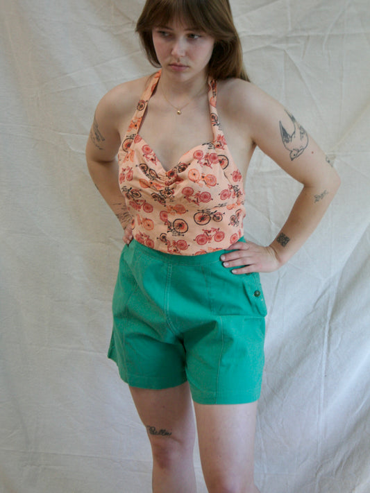 1950s Novelty Bicycle Print Halter Top