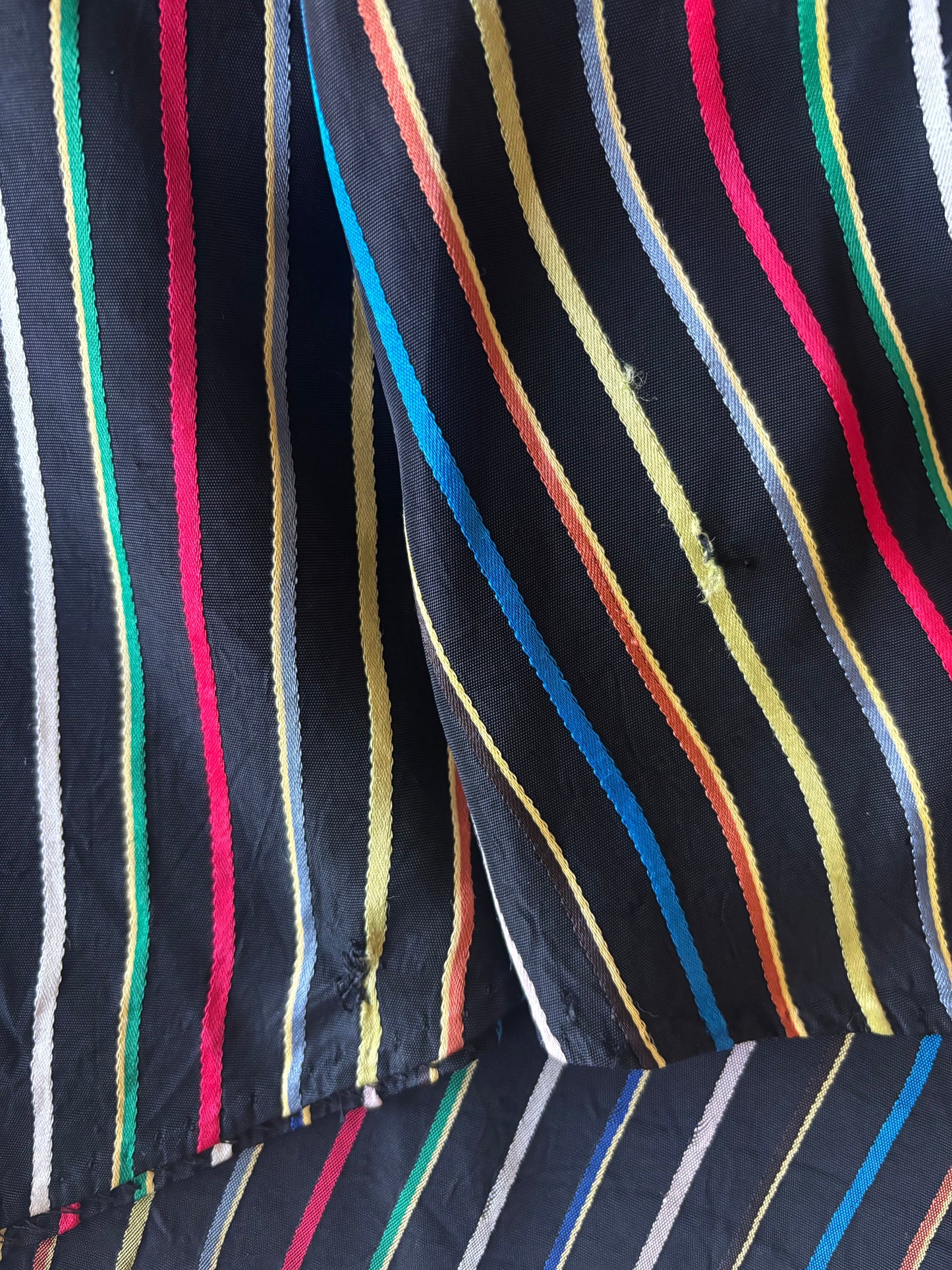 1950s Chevron Rainbow Stripe Rayon Taffeta Swing Coat Tent Dress