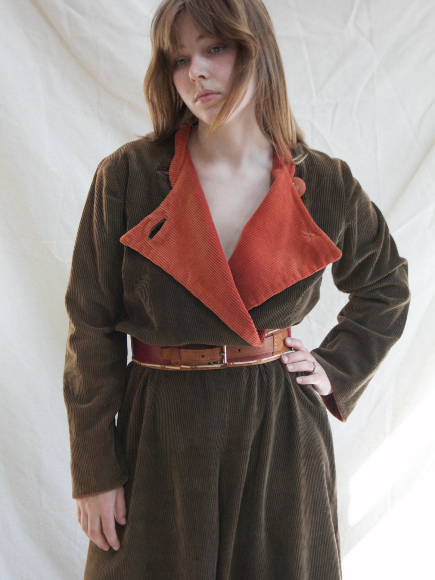 Rare 1930s Wide Wale Corduroy Convertible Bodice Palazzo Jumpsuit