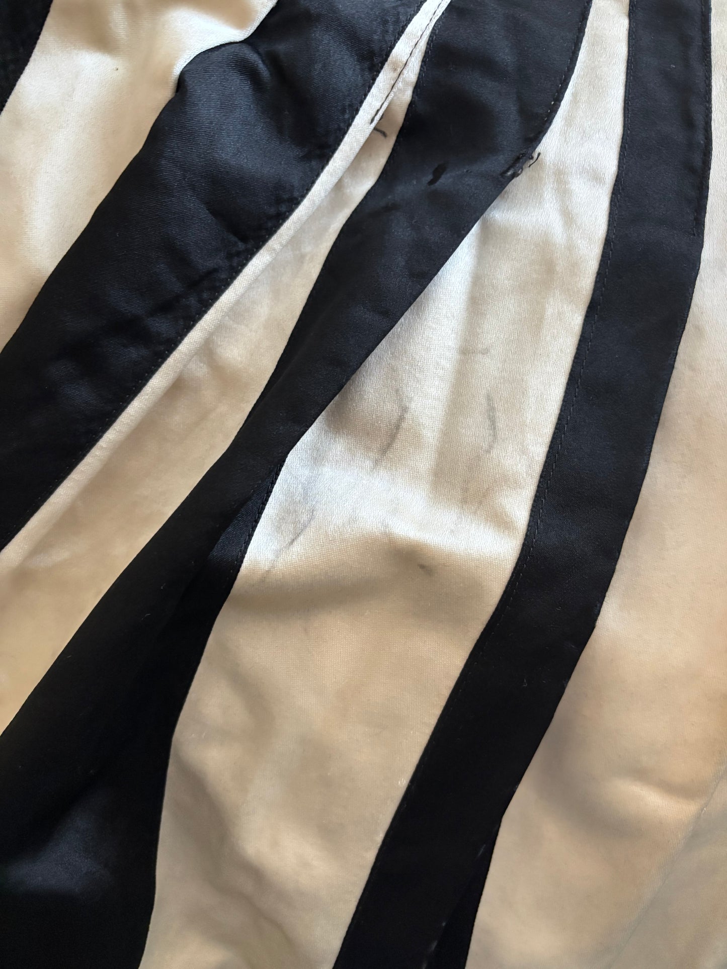 One Of A Kind Antique 1910s B&W Satin 4 Piece Mardi Gras Harem Pant Jumpsuit Ensemble