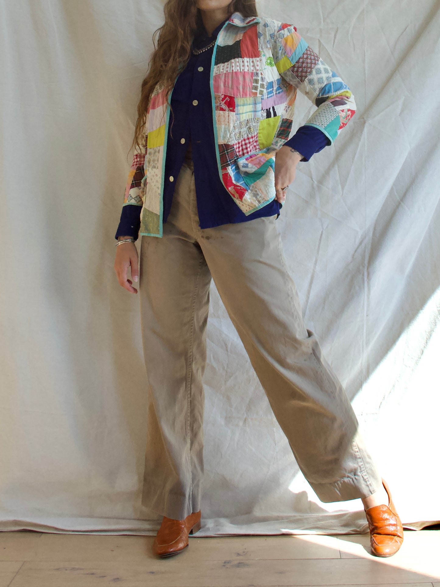 1950s Patchwork Crazy Quilt Open Front Jacket