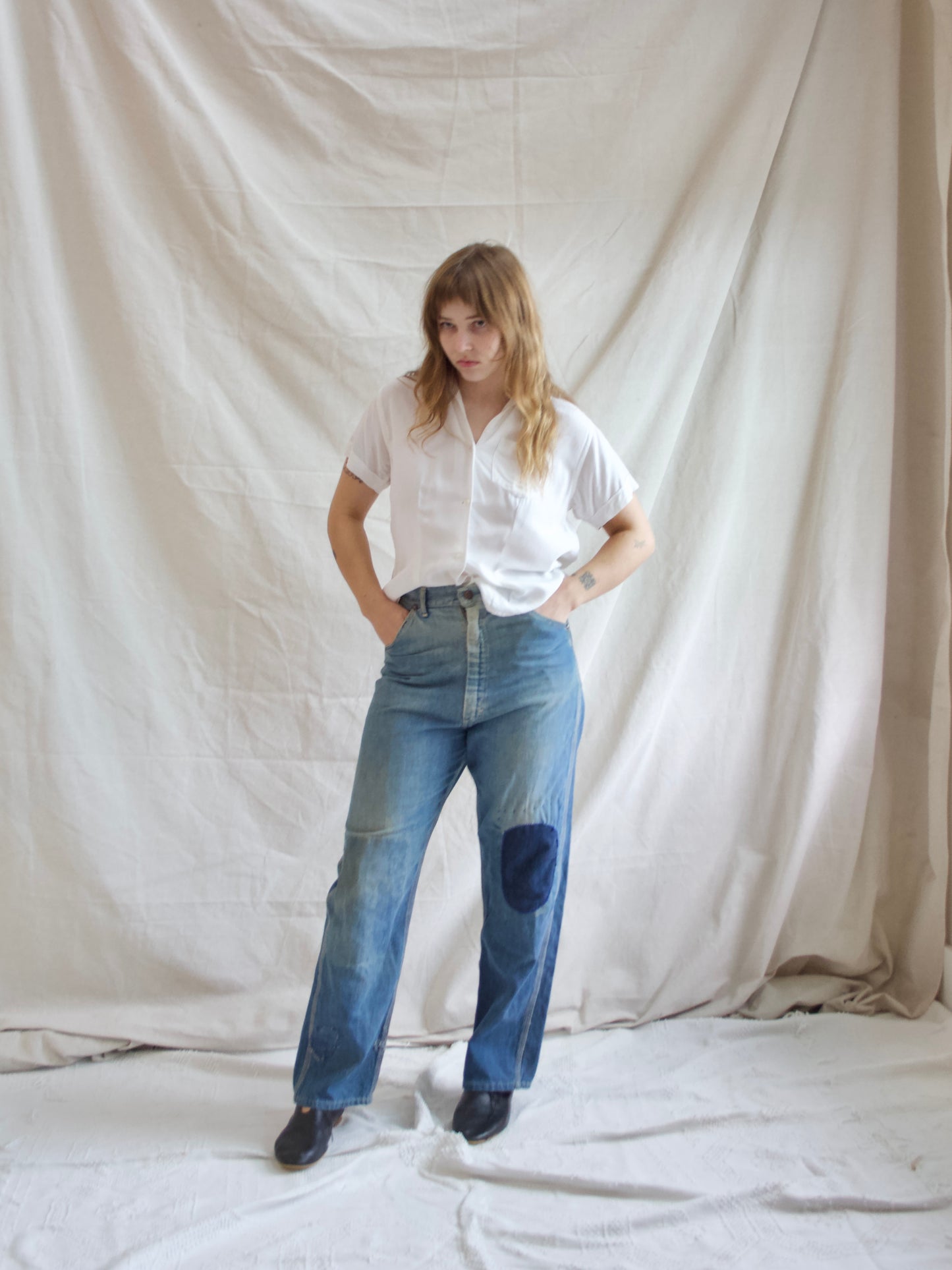 1940s Patched Repaired Jeans