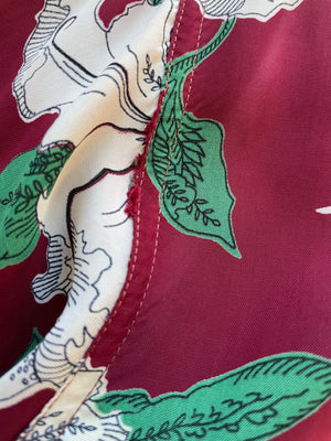1950 Hawaiian Holiday Sportswear Rayon Long Sleeve Loop Collar Shirt