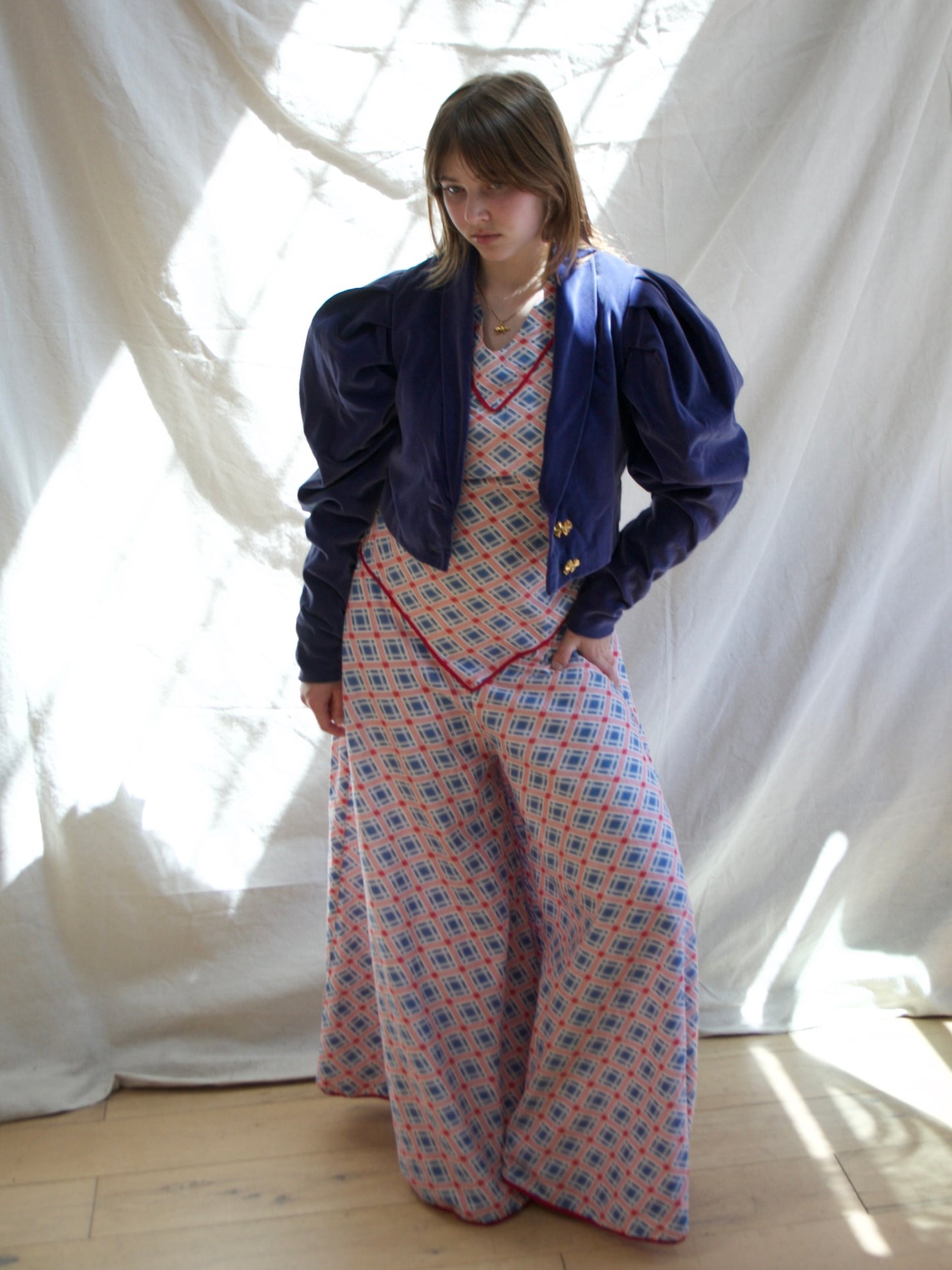 1930s Does 1890s Mutton Sleeve Cropped Velveteen Jacket