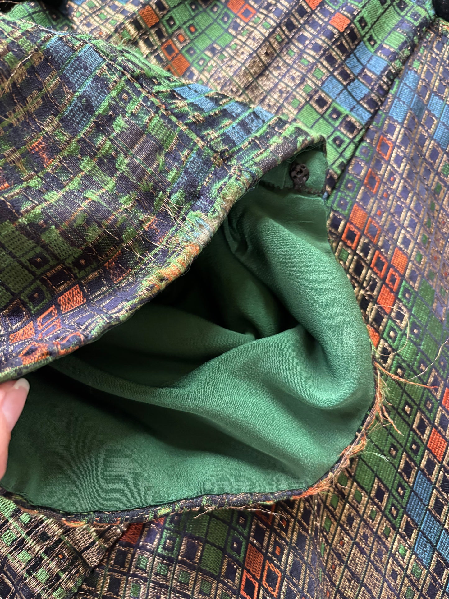 Antique 1920s Geometric Lamé Cocoon Evening Coat