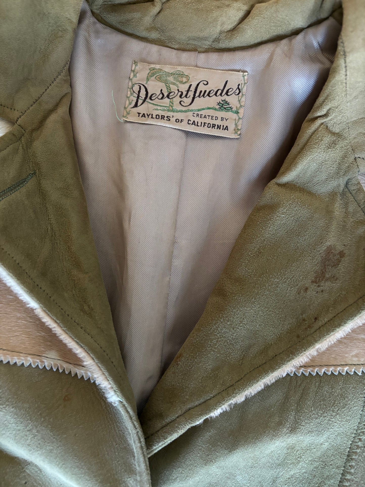 1950s Pony Hair Green Suede Fringe Western Jacket