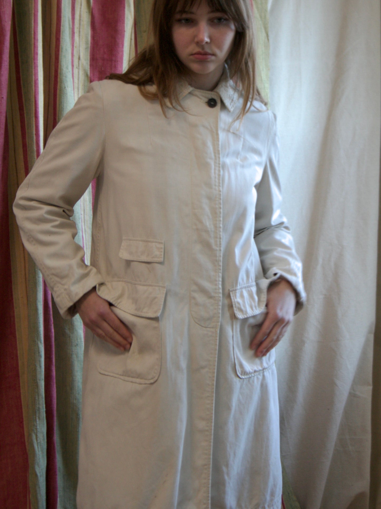 1940s Cream Cotton Trench Coat