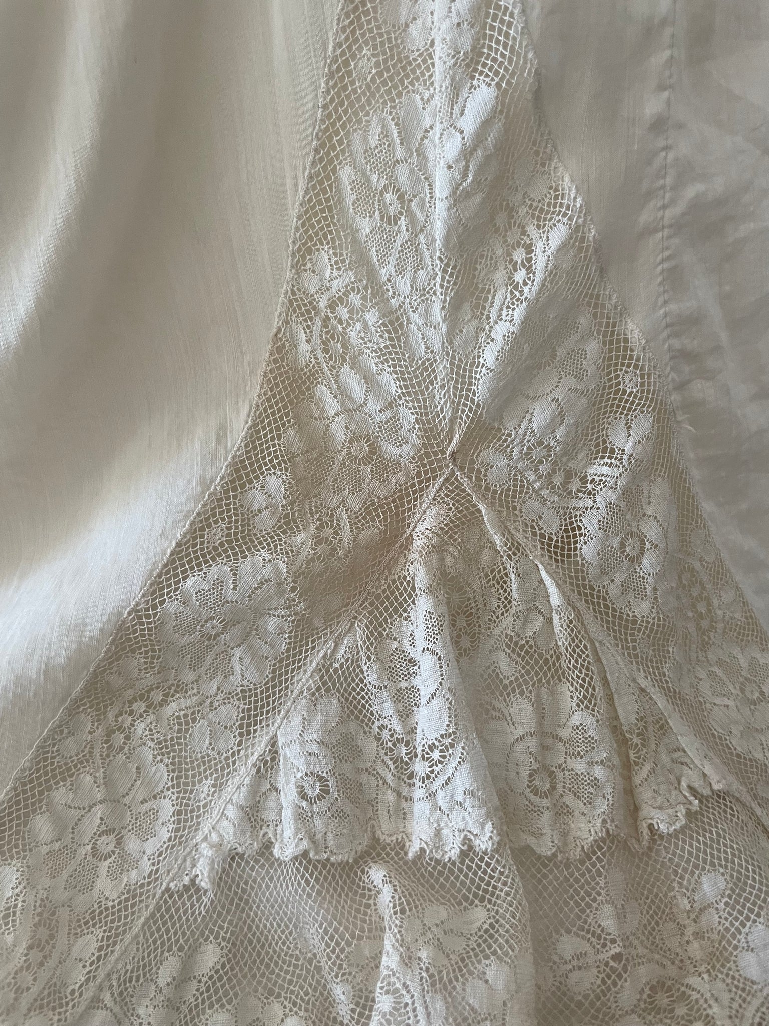 Edwardian Fine Cotton Insertion Lace Princess Dress