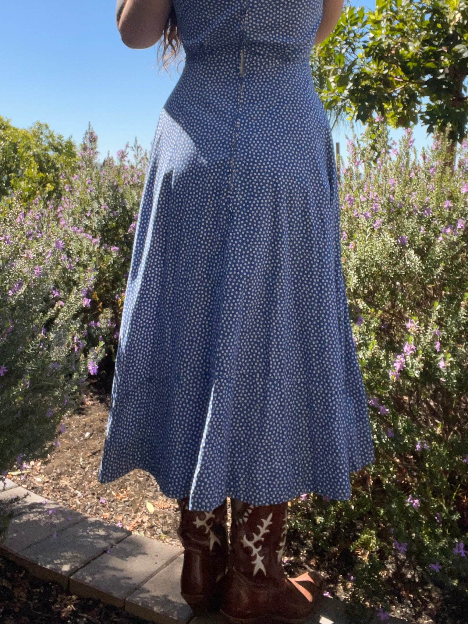 1940s Polka Dot & MOP Pocket Cotton Day Dress