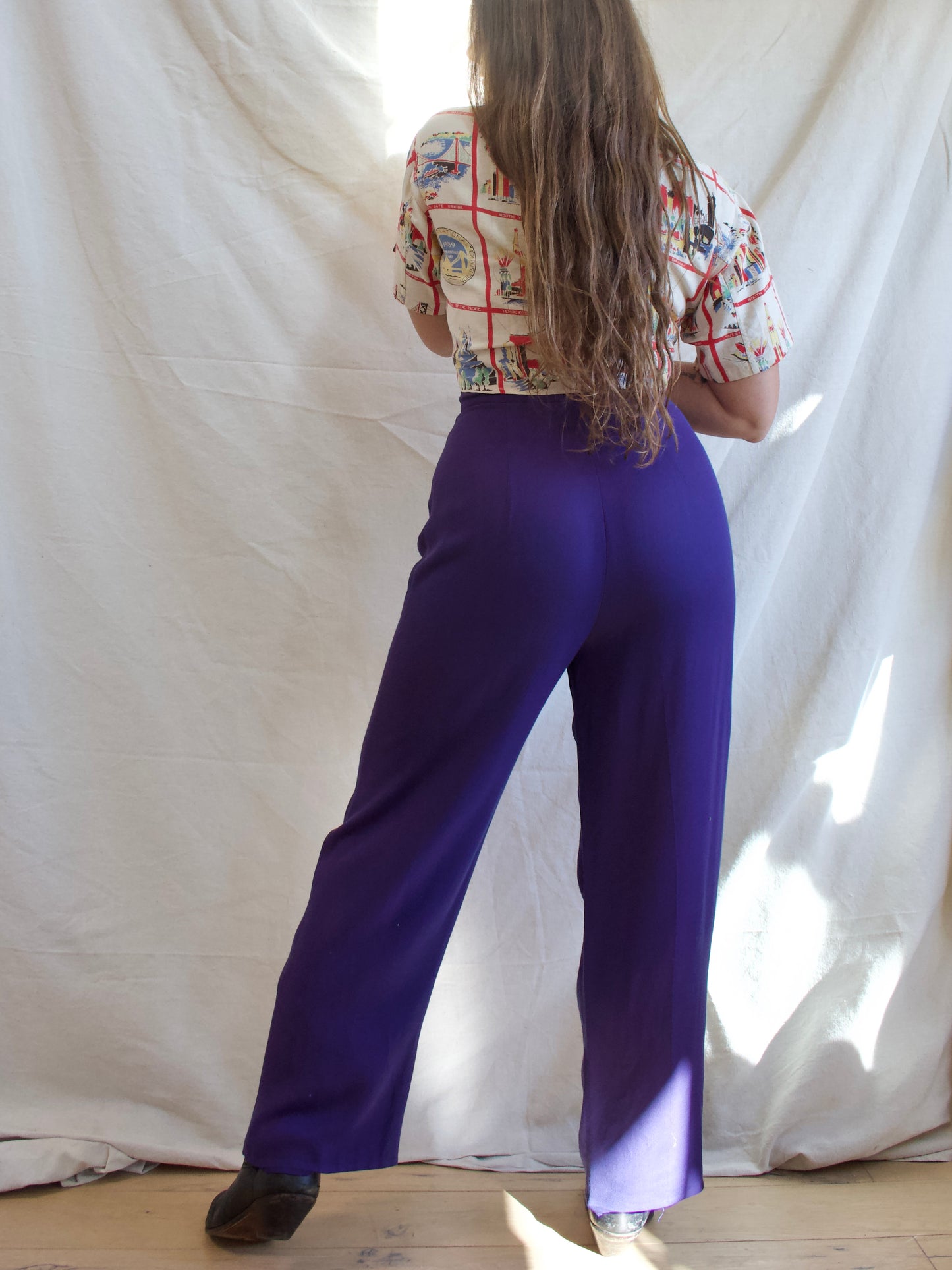 Special 1940s 'Cameron of California' Faded Cobalt Fall Front Pants