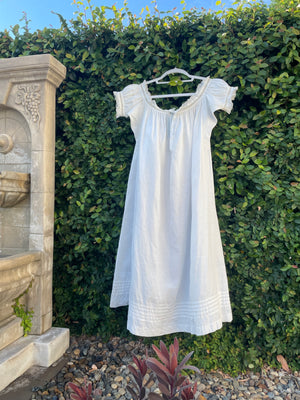 Victorian Hand Sewn Ruffle Trim Cotton Chemise Dress