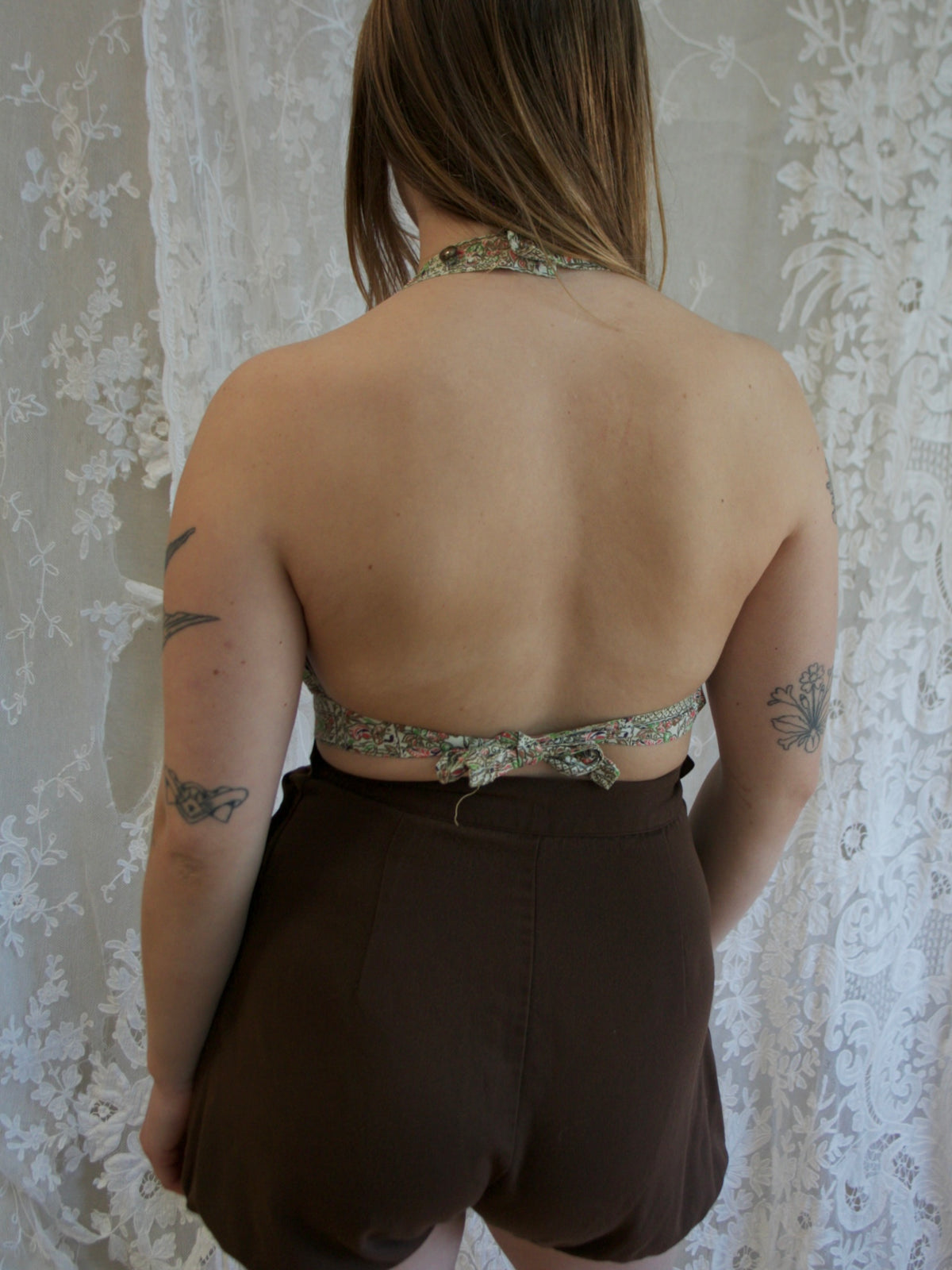 1940s Cotton Playsuit Halter Top