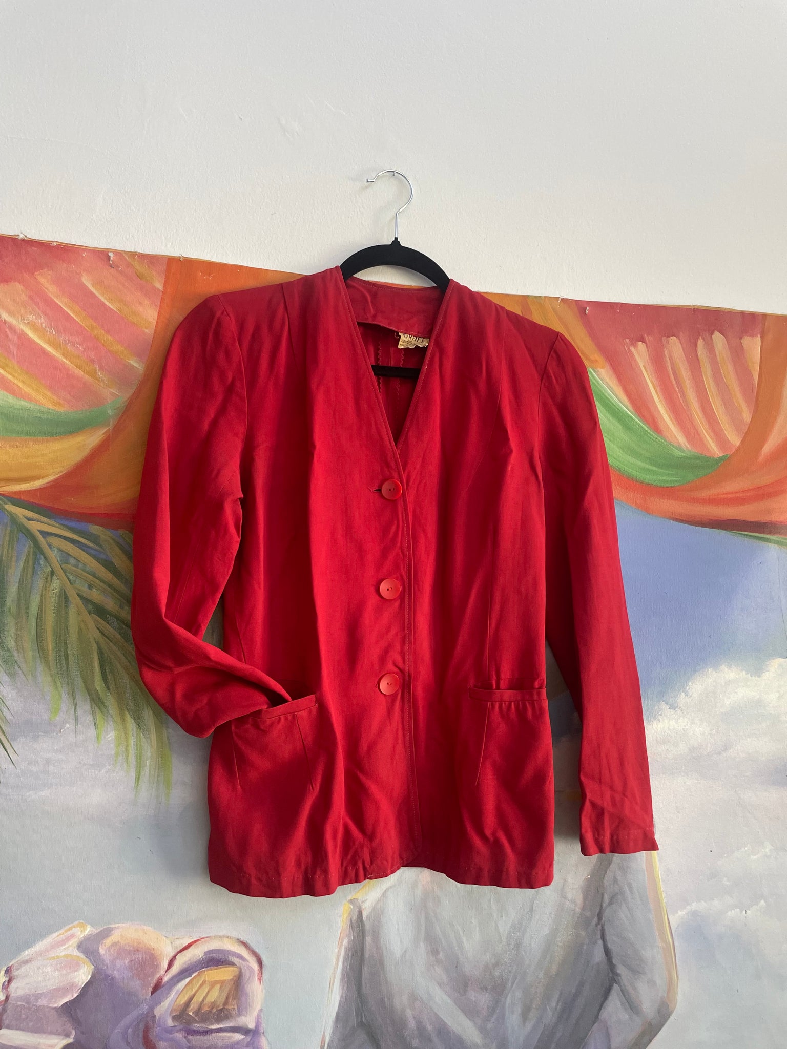 1940s 'Graff Hollywood Sportswear' Cherry Red Crepe Blend Jacket