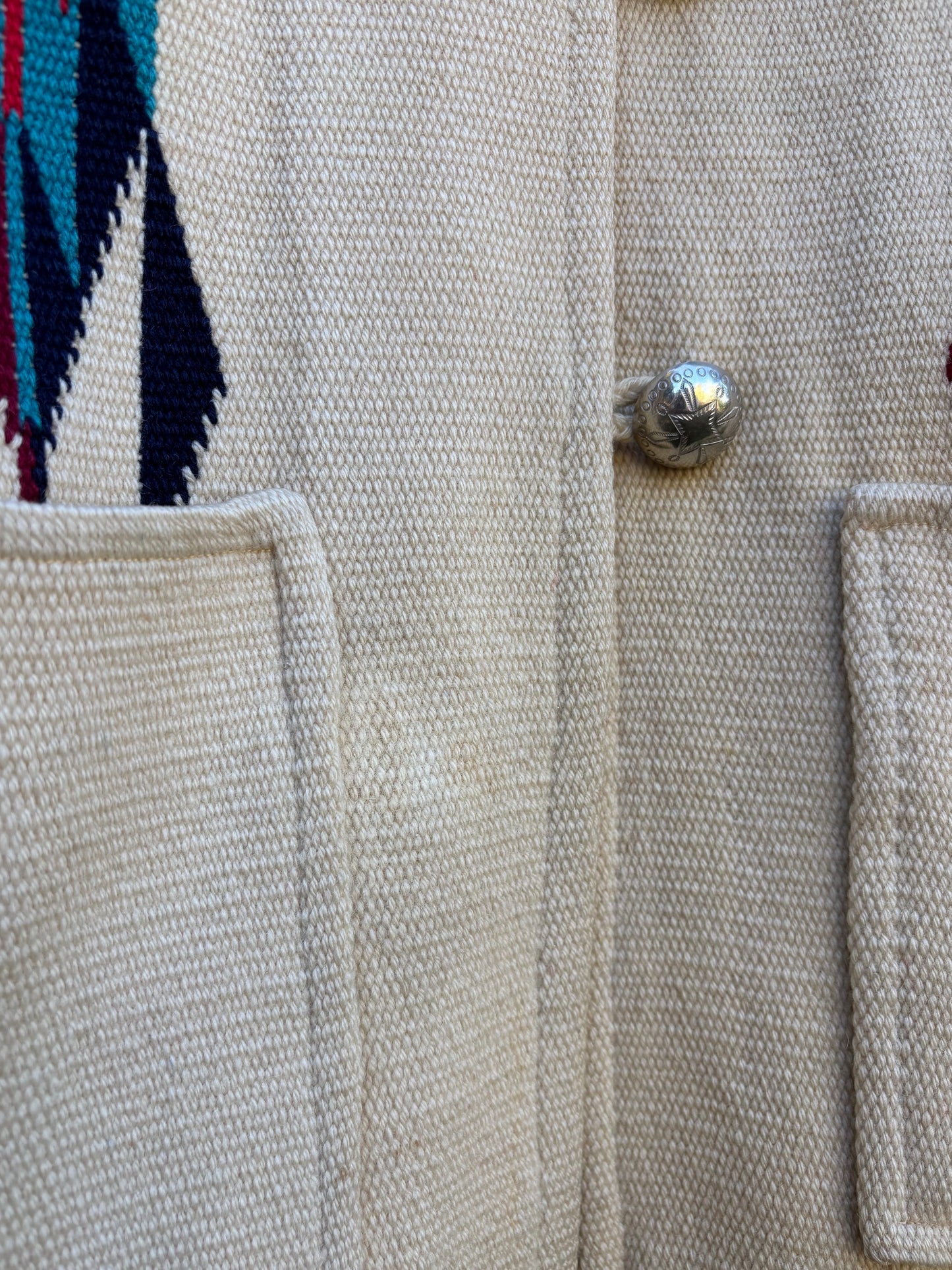 1940s Ganscraft Hand Woven Cream Chimayo Blanket Coat