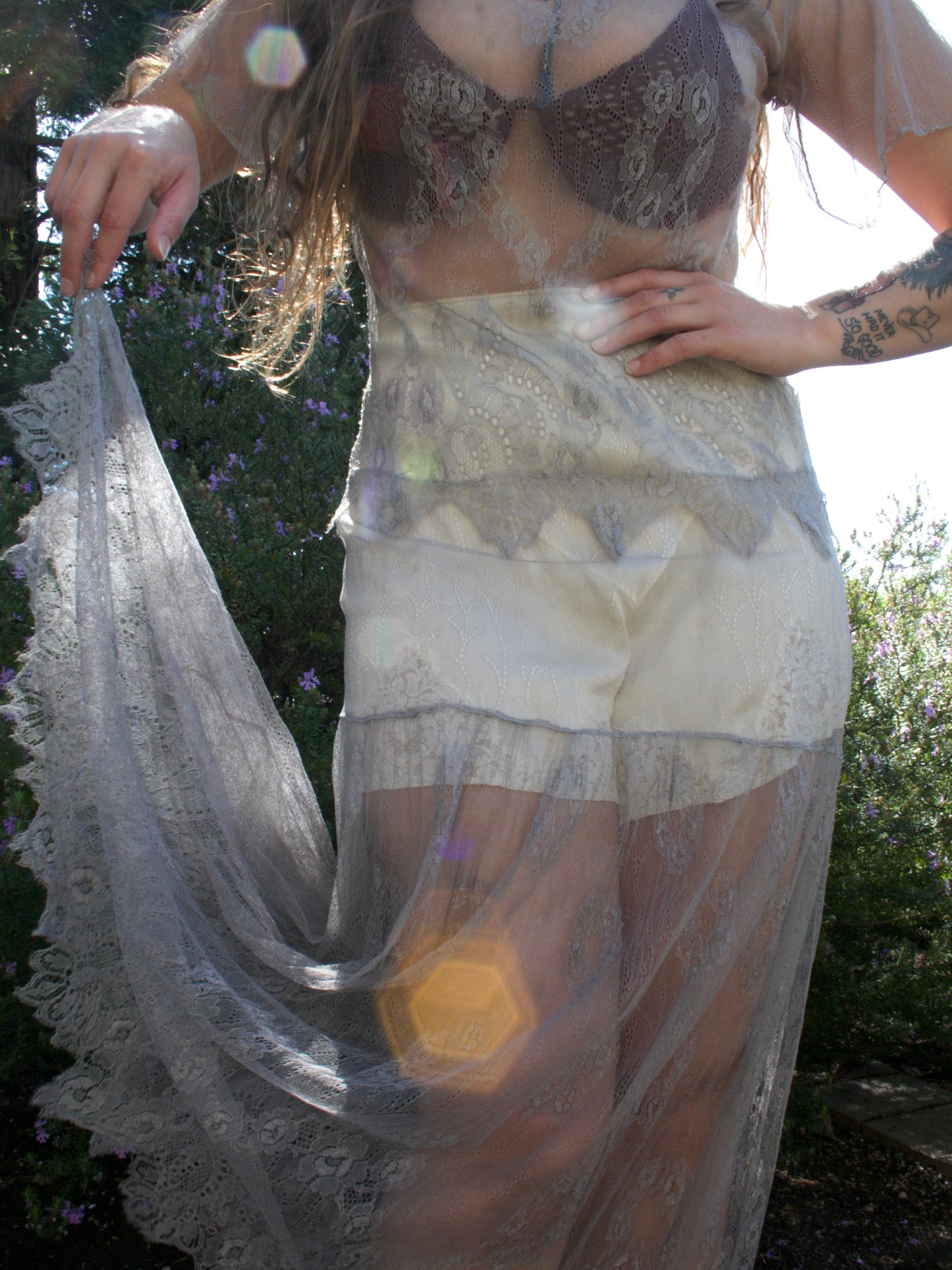 Antique 1920s Pale Lavender Scalloped Lace Dress