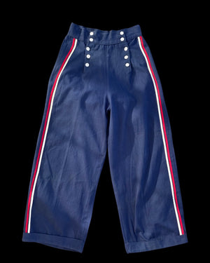 Rare 1930s Sportswear Fall Front Navy Cotton Twill Pants