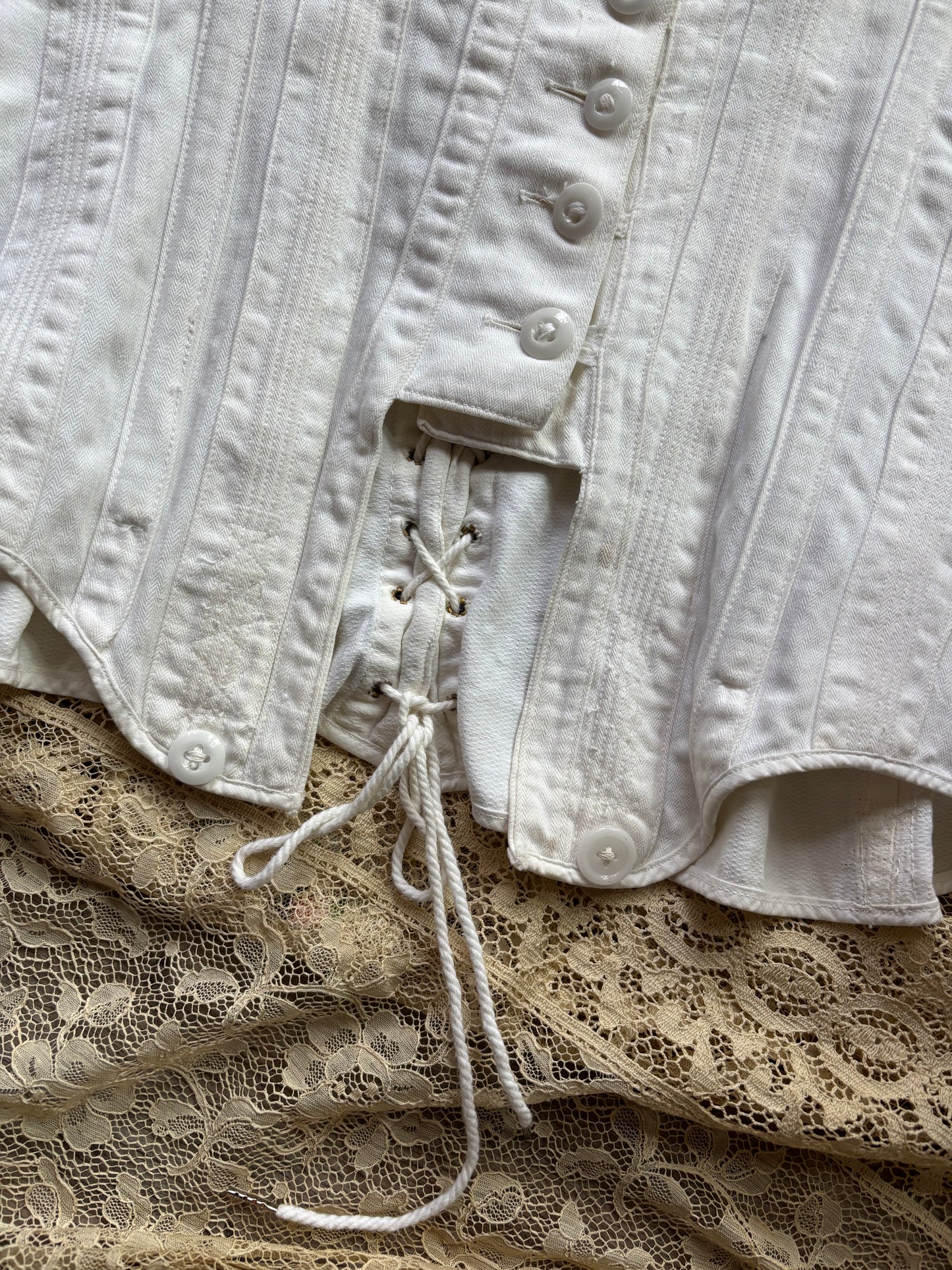 Antique Turn Of The Century Cotton Twill "Health" Corset Waist