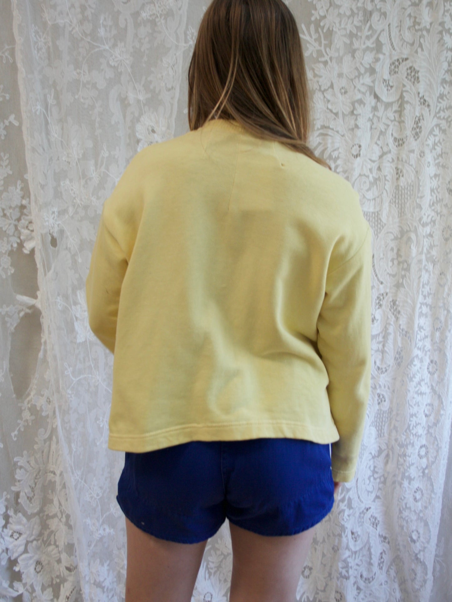 1940s Button Front Cotton Sweatshirt Cardigan