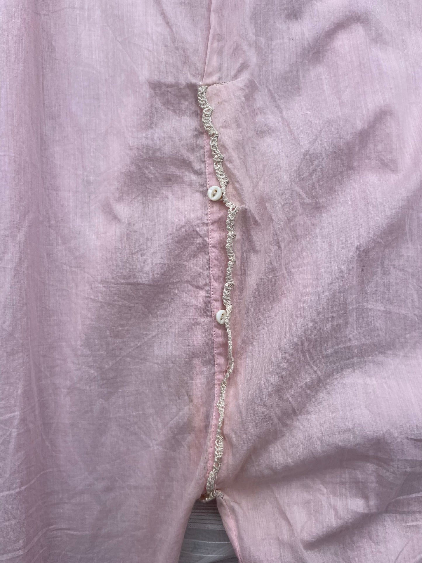 Antique Edwardian Pale Pink Floral Embroidered Cotton Boudoir Jumpsuit