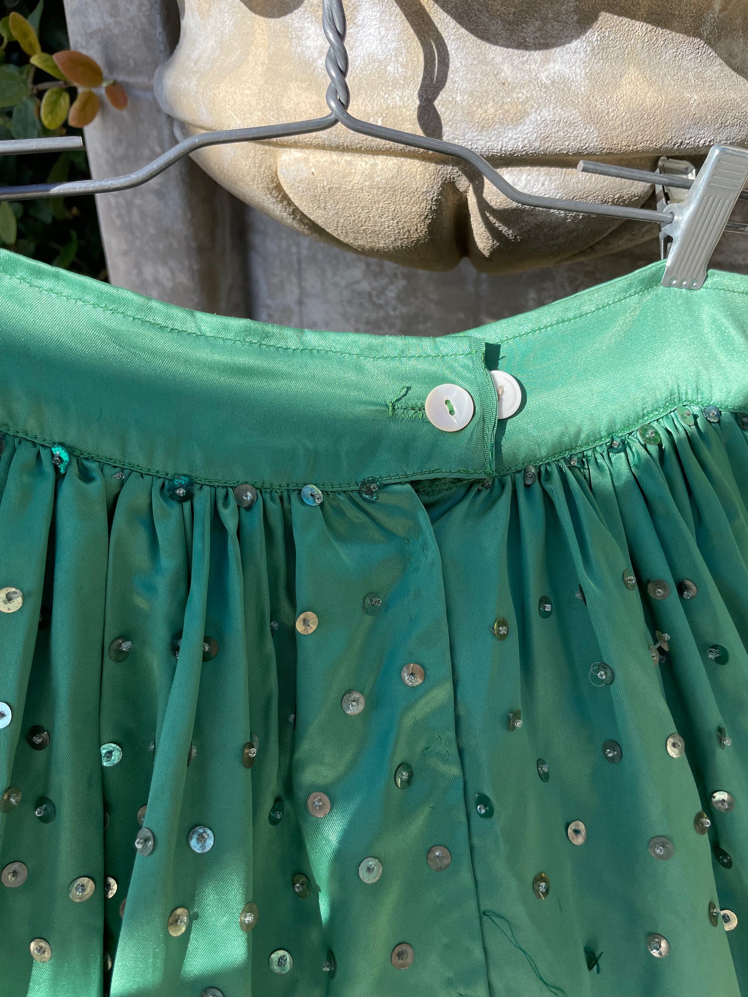 1930s Hand Made Floral Embellished Densely Sequined Skirt
