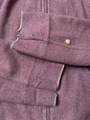 1930s 'Ralph-Pugh Top Notch Leater Sportswear' Mauve Wool Talon Bell Zip Pleat Back Side Cinch Jacket