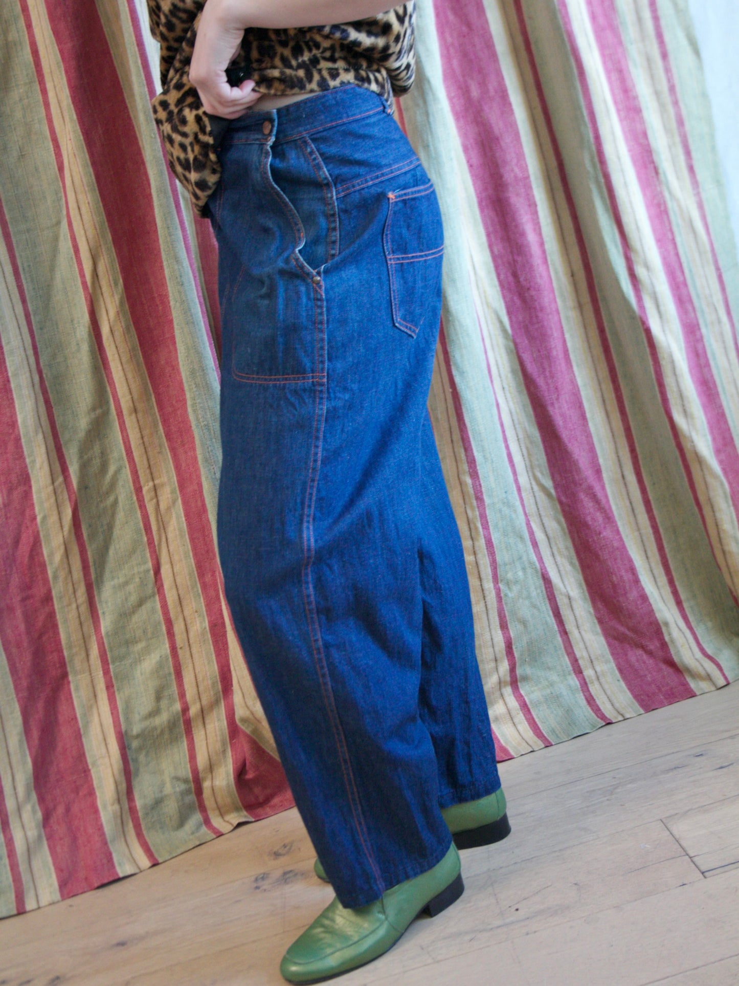 1950s Dark Denim Side Zip Jeans