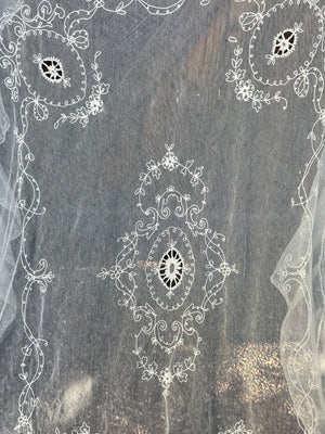 Edwardian Era Tambour Embroidered Net Bedspread/ Shawl/ Ect