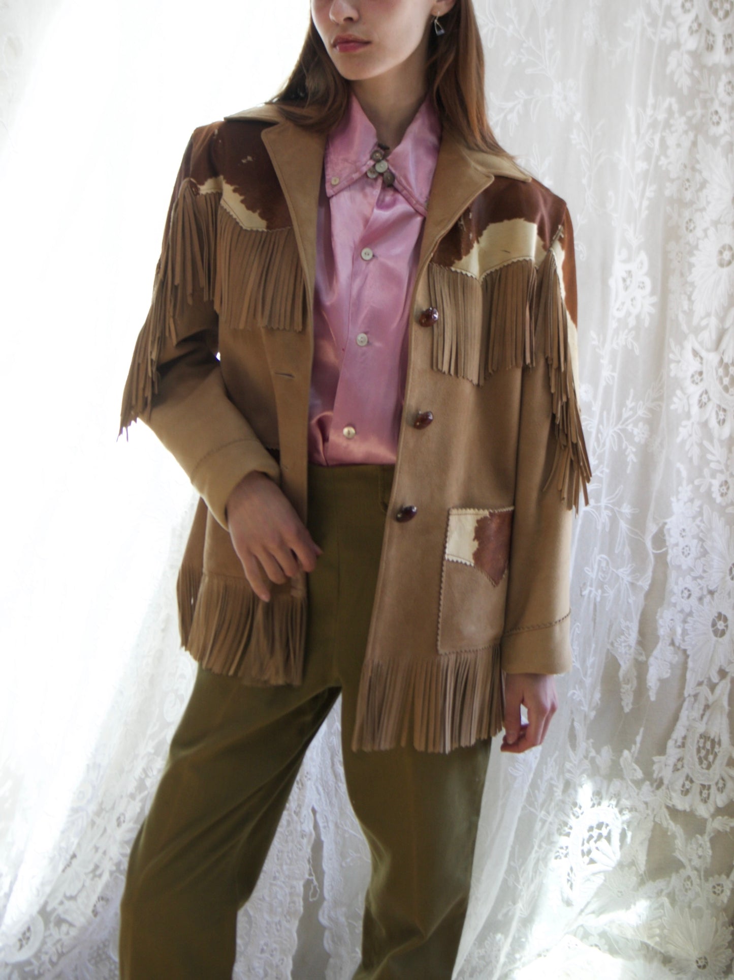 1950s Pony Hair Suede Fringe Western Jacket